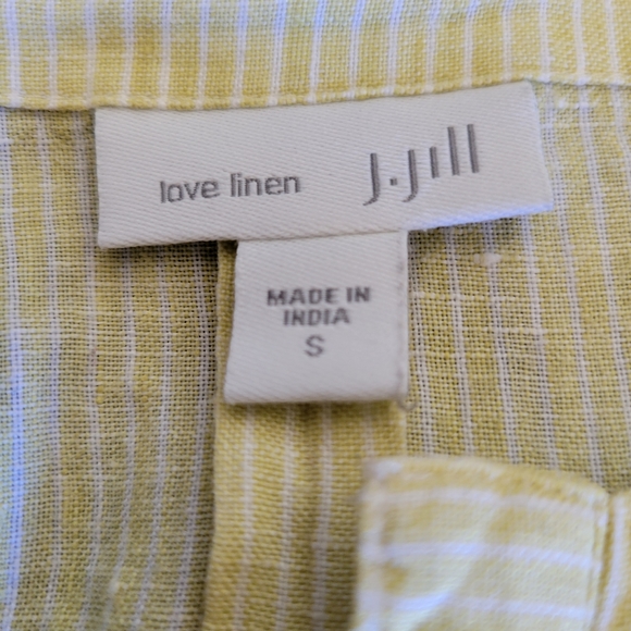 J.Jill 100% Linen Yellow Striped Lagenlook Blouse Popover Top Size S - Picture 6 of 8